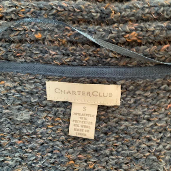 Blue Shawl Collared Charter Club Cardigan Sweater - Picture 3 of 6